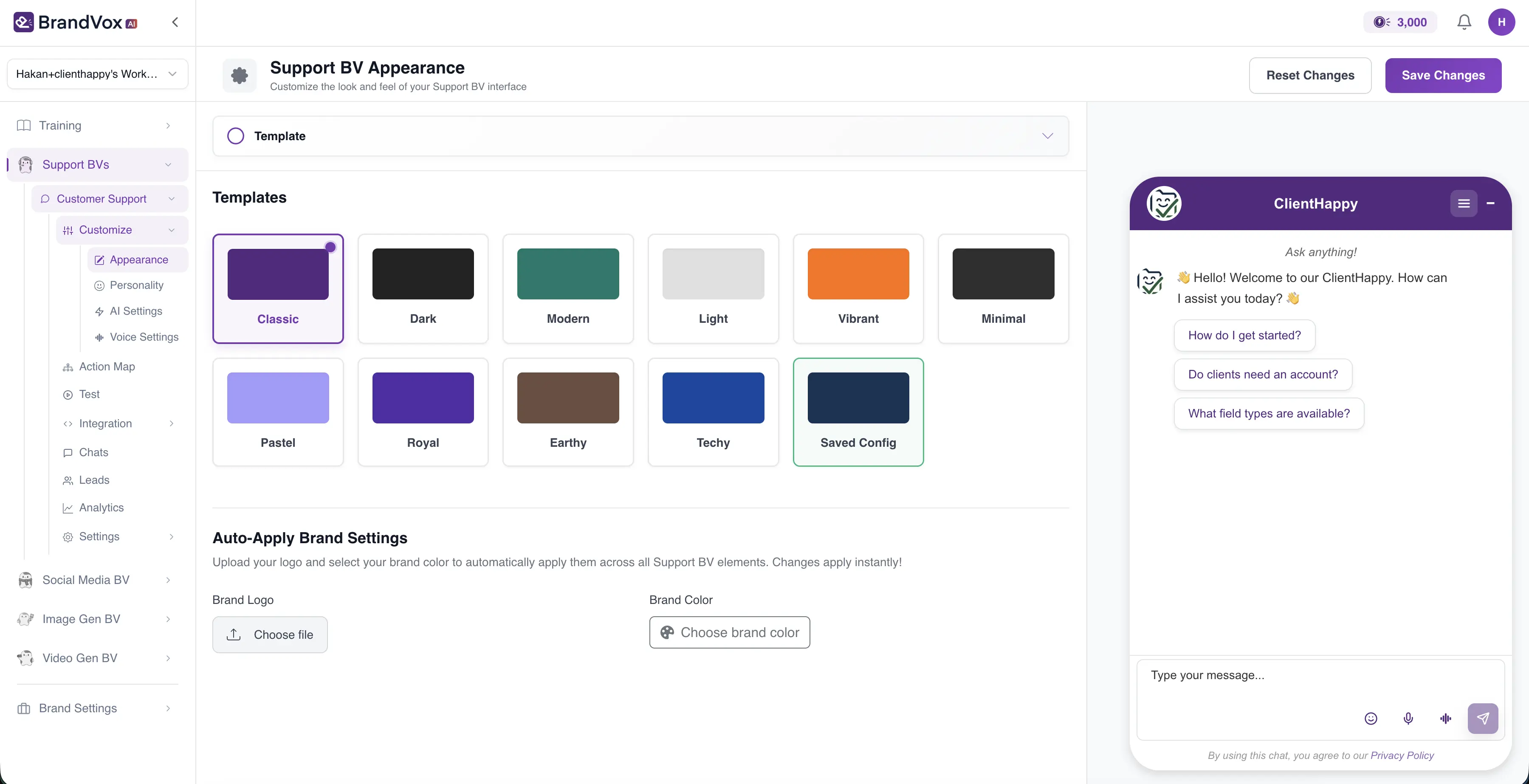 Support BV application screenshot