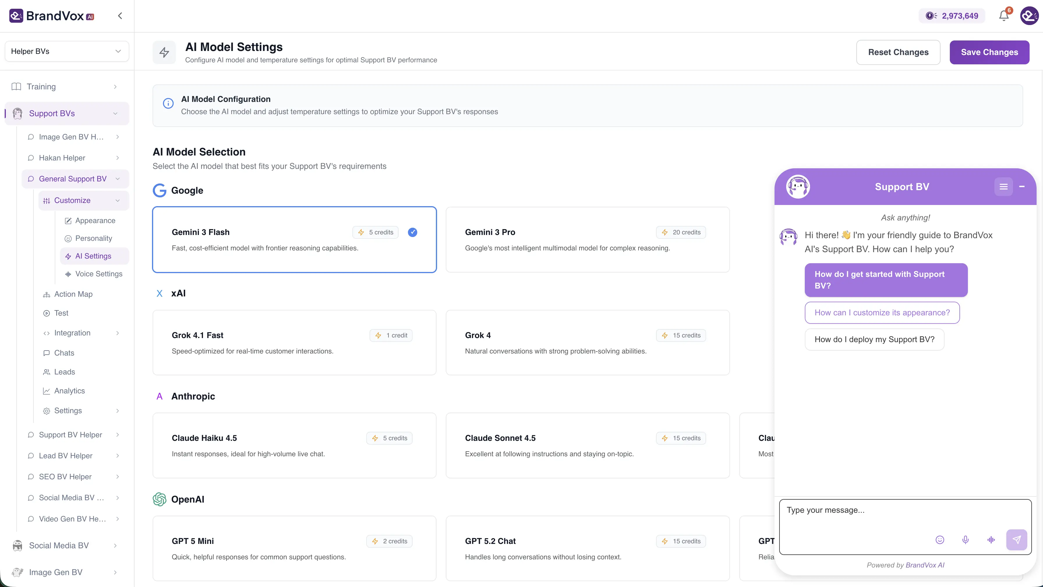 Support BV application screenshot