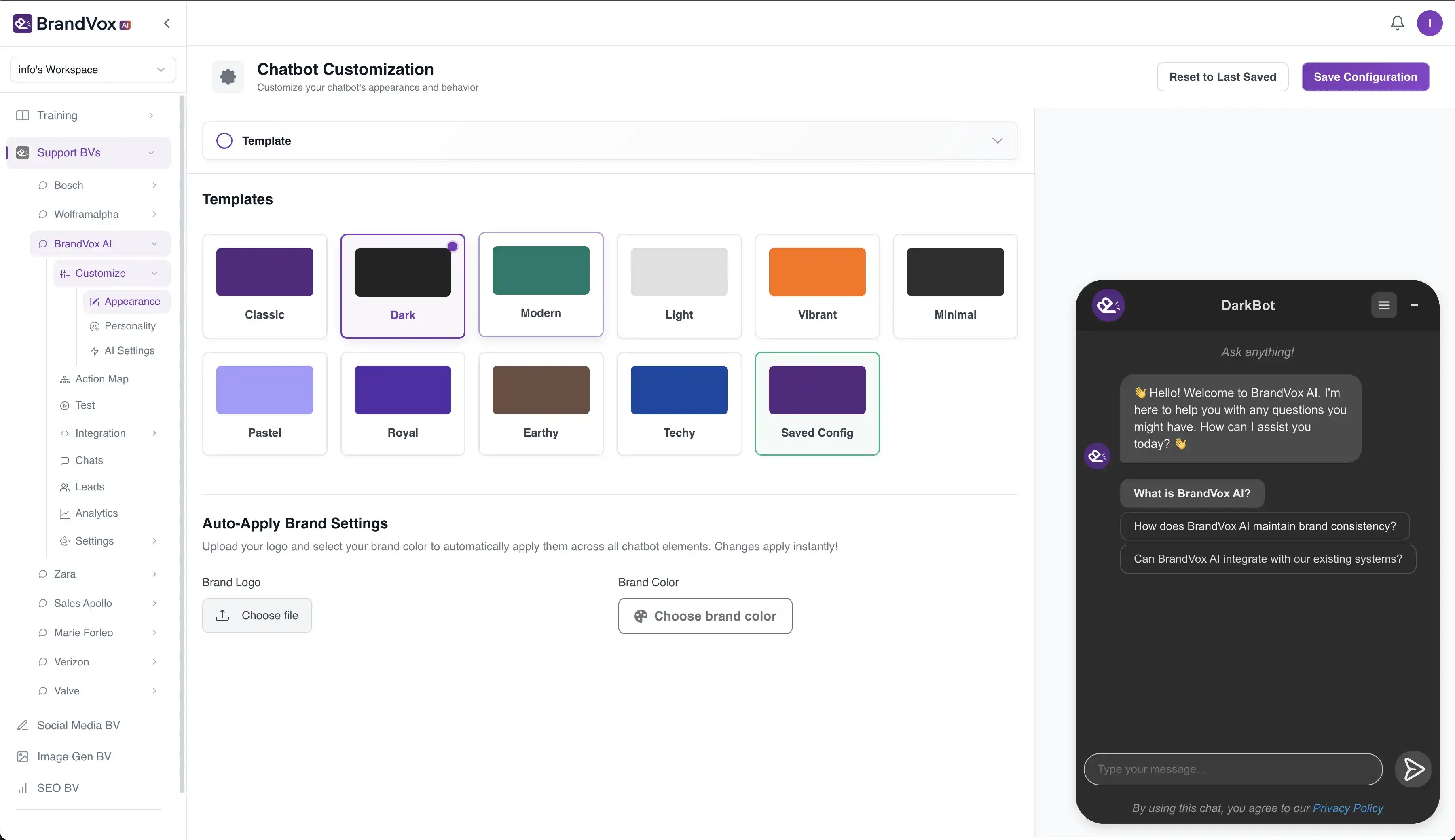 Support BV customization interface