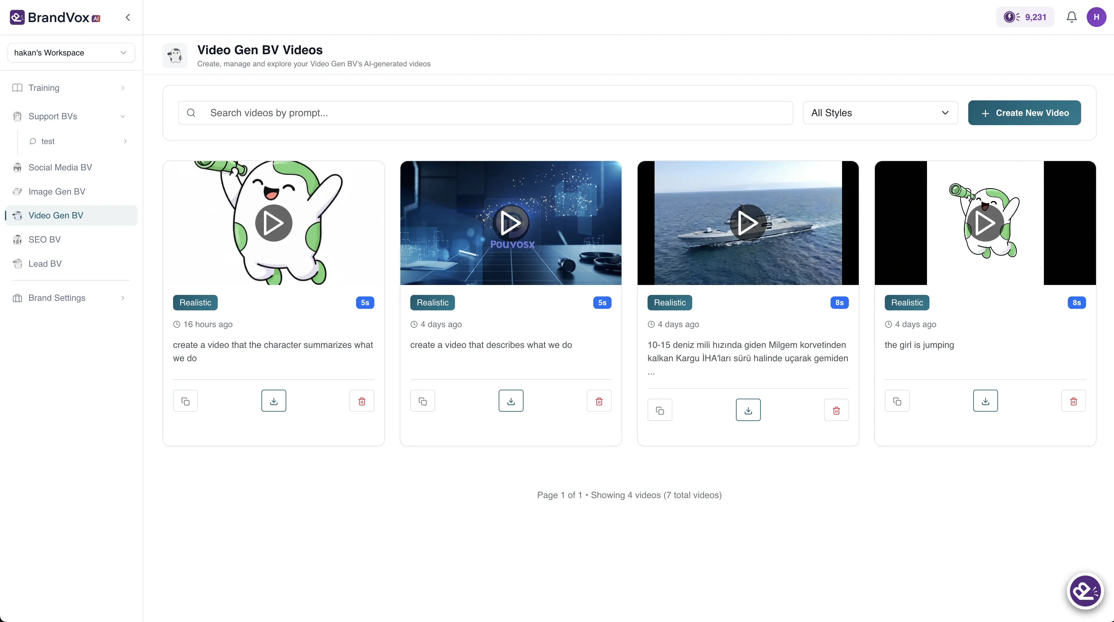 Video Gen BV library management
