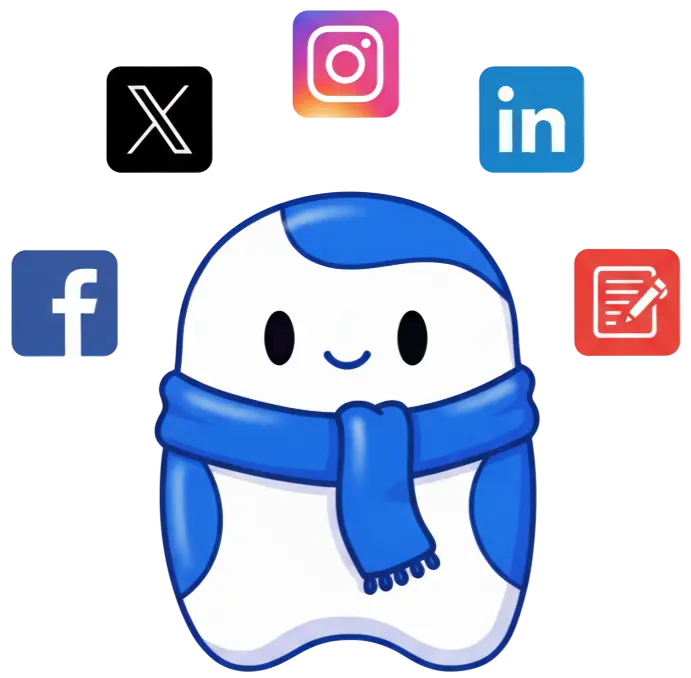 Social Media BV Character with Platform Icons